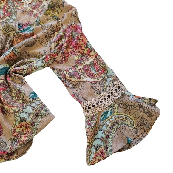 Spense Wrap Front Flutter Sleeve Paisley Blouse,Multi Floral/Paisley, Medium - Picture 6 of 11